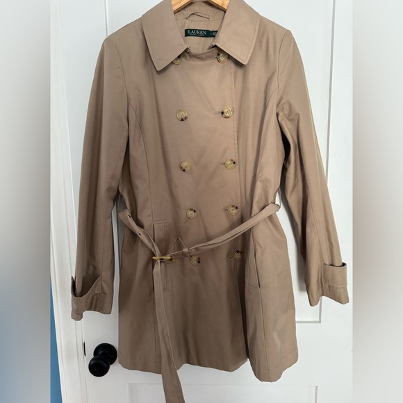 Lauren Ralph Lauren Tan Double-Breasted Trench Coat - Picture 4 of 7